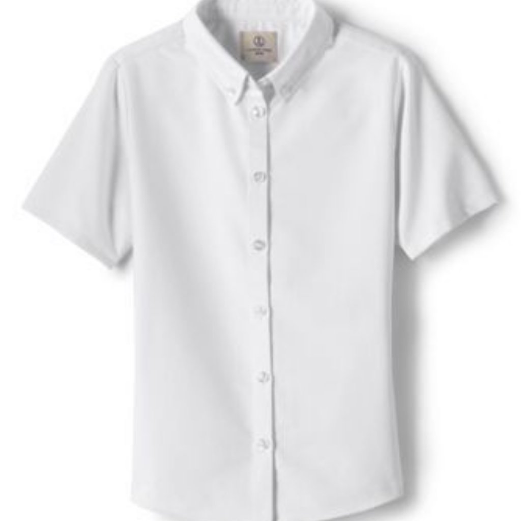 Nwt Lands' End Girl's Short Sleeve Oxford Dress Shirt White 6
